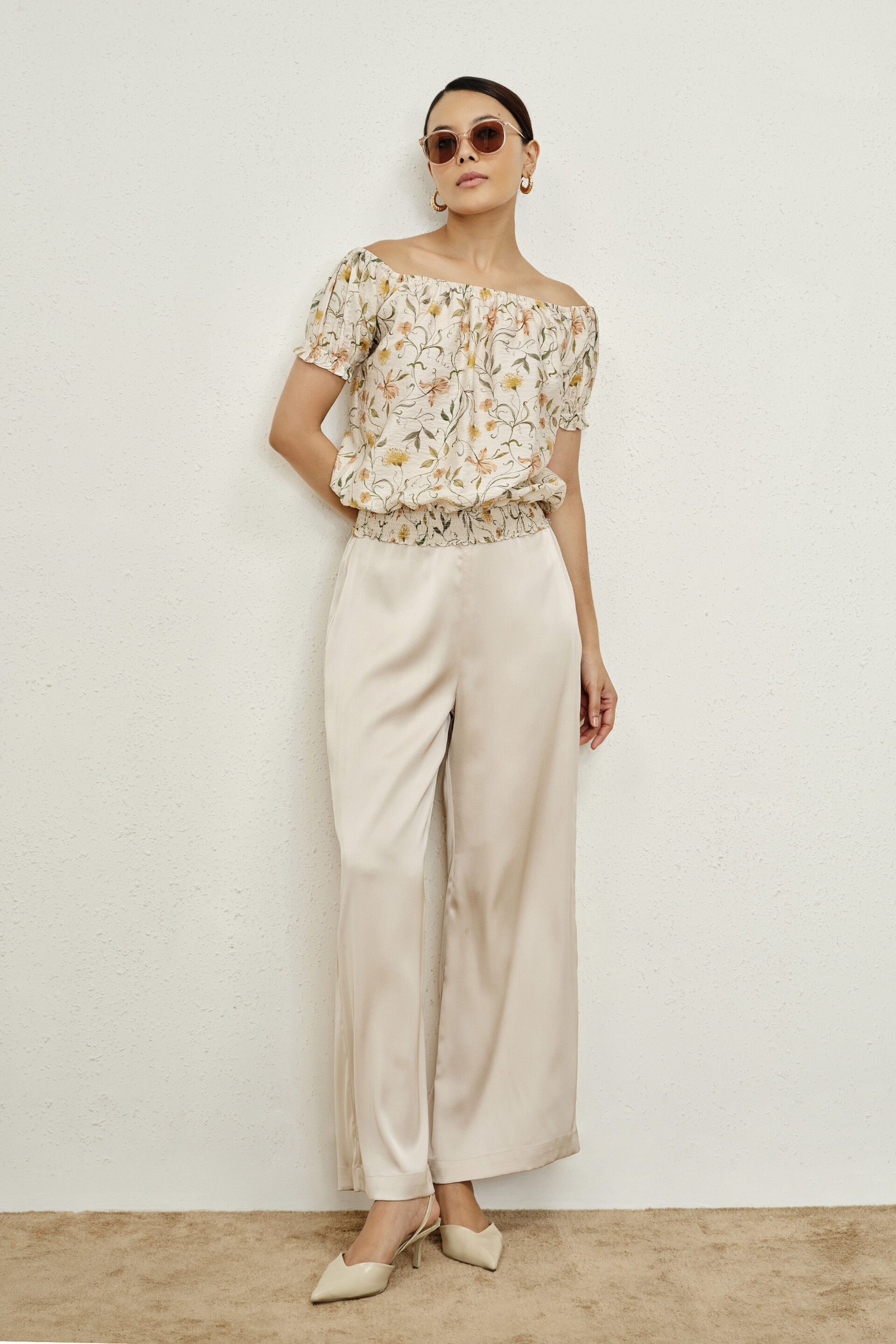 Natalya Ivory Floral Top, Green, image 3